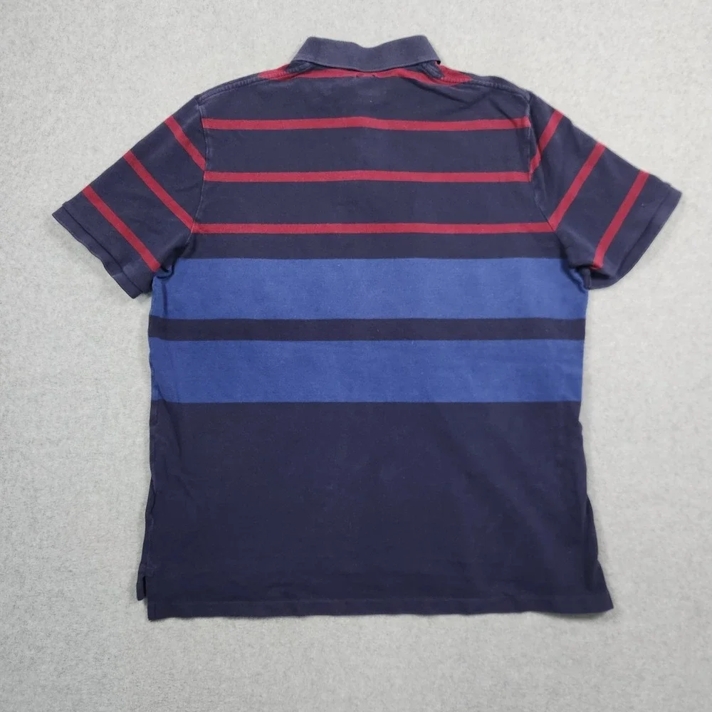 Ralph Lauren Polo Shirt‎ Men's XL Blue Striped Spell Out Rugby Classic Fit